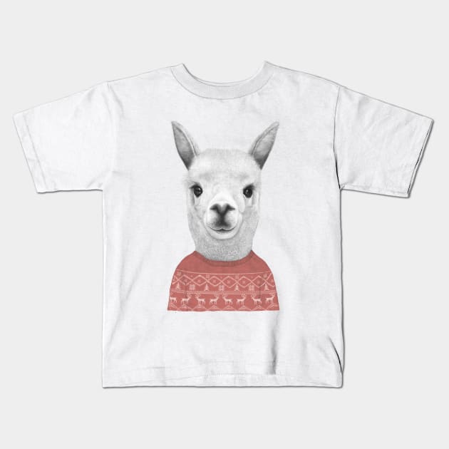 Lama in a sweater Kids T-Shirt by kodamorkovkart